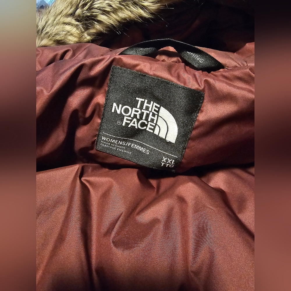 The North Face Maroon Jacket with Fur Hood - Picture 5 of 13